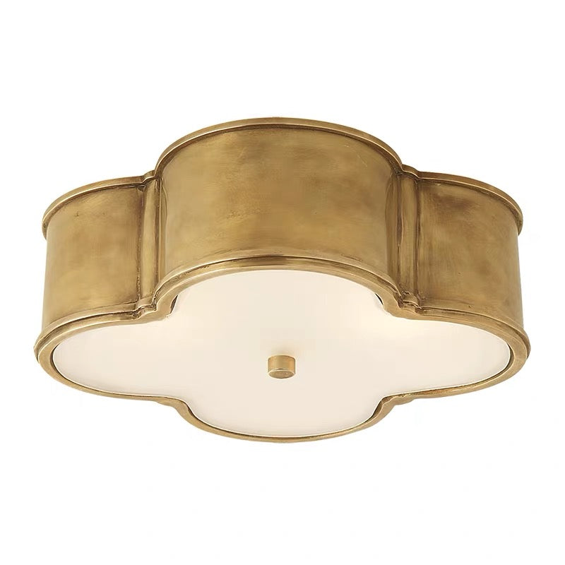 QUADRIFOGLIO BRASS FLUSH MOUNT | OPAL GLASS | CLQDF401NB