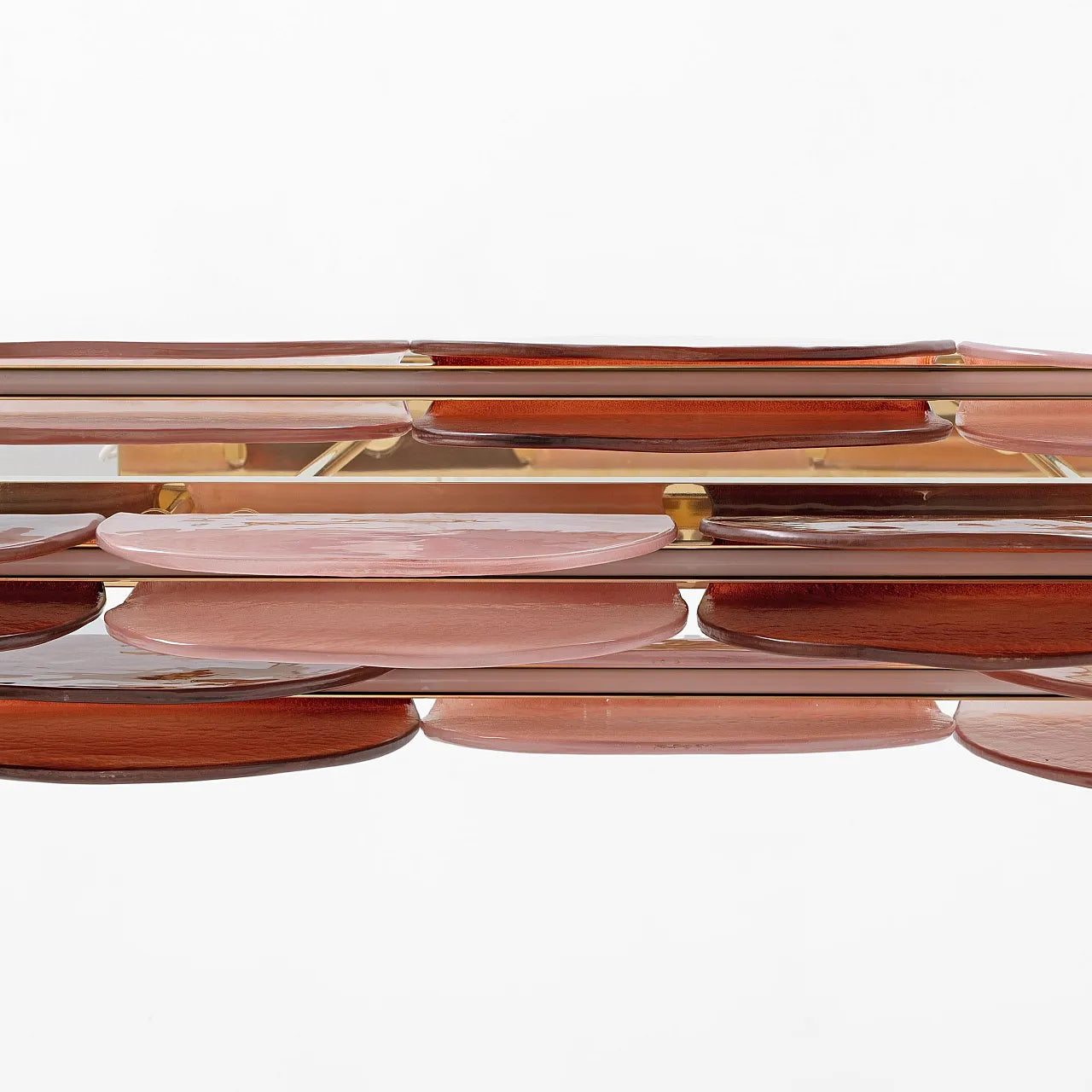 Petalo Linear Chandelier — Hand-Blown Burgundy Glass & Brass | CL89AGPET