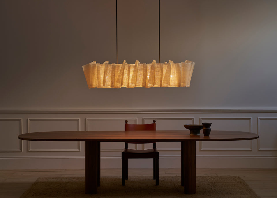 The Sora Linear Chandelier | Handwoven Abaca | CLND018