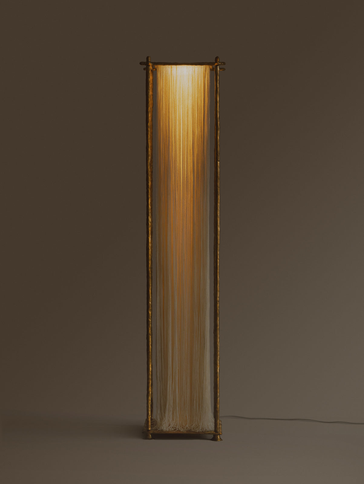 Cascade Silk Tassel Column Floor Lamp | 183cm Antique Brass Sculptural Series