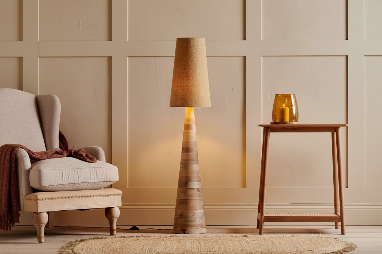 THE KYOTO TOTEM FLOOR LAMP | SOLID WOOD & LINEN