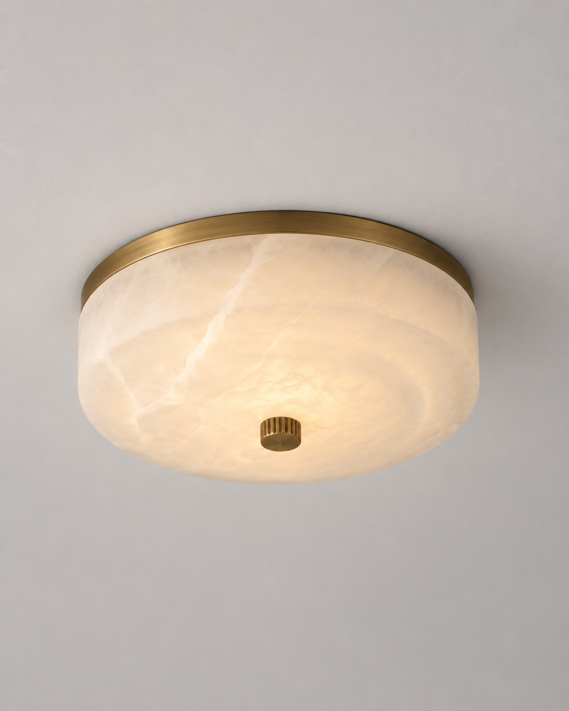 White ALABASTER & AGED BRASS FLUSH MOUNT | CLPAAFM56W