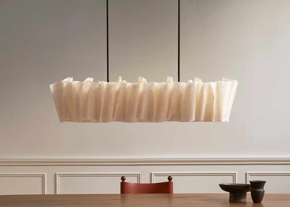 The Sora Linear Chandelier | Handwoven Abaca | CLND018