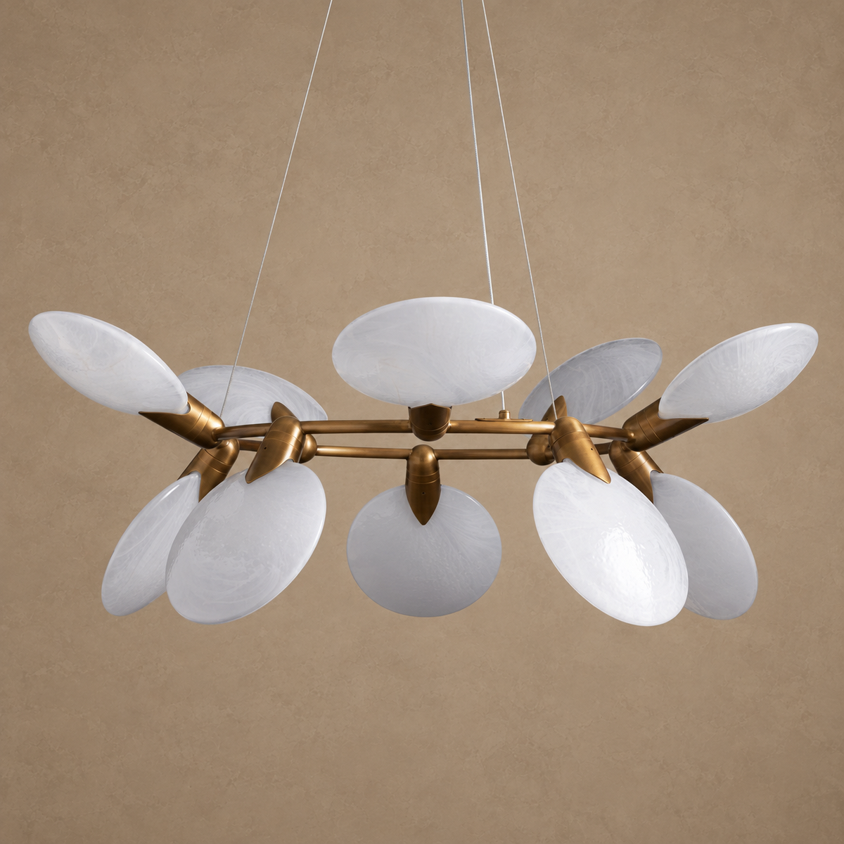 GLASS DISC CHANDELIER | 10-LIGHT BRASS | CLDSC107BR