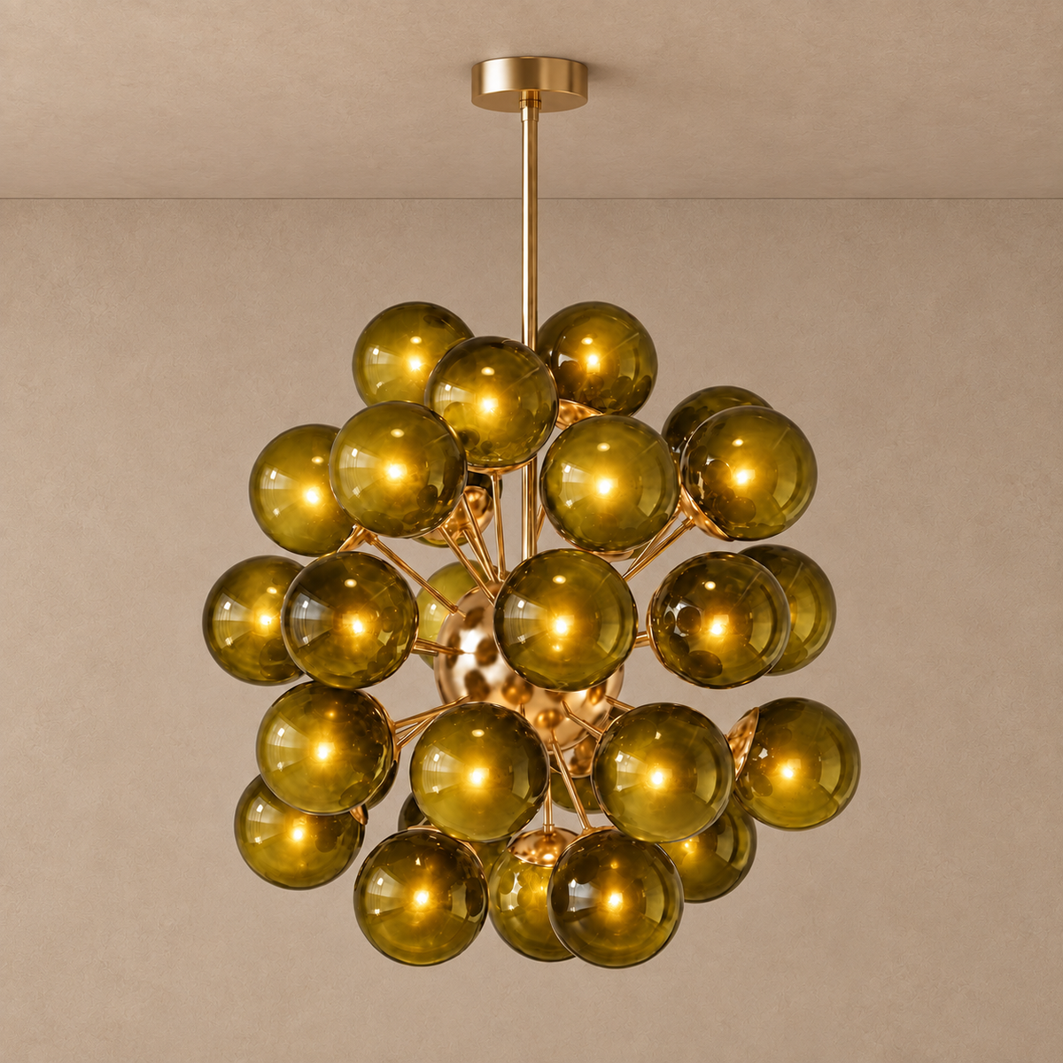 DE SILVA CHANDELIER | OLIVE MURANO-STYLE GLASS | CLPT80CH-OL