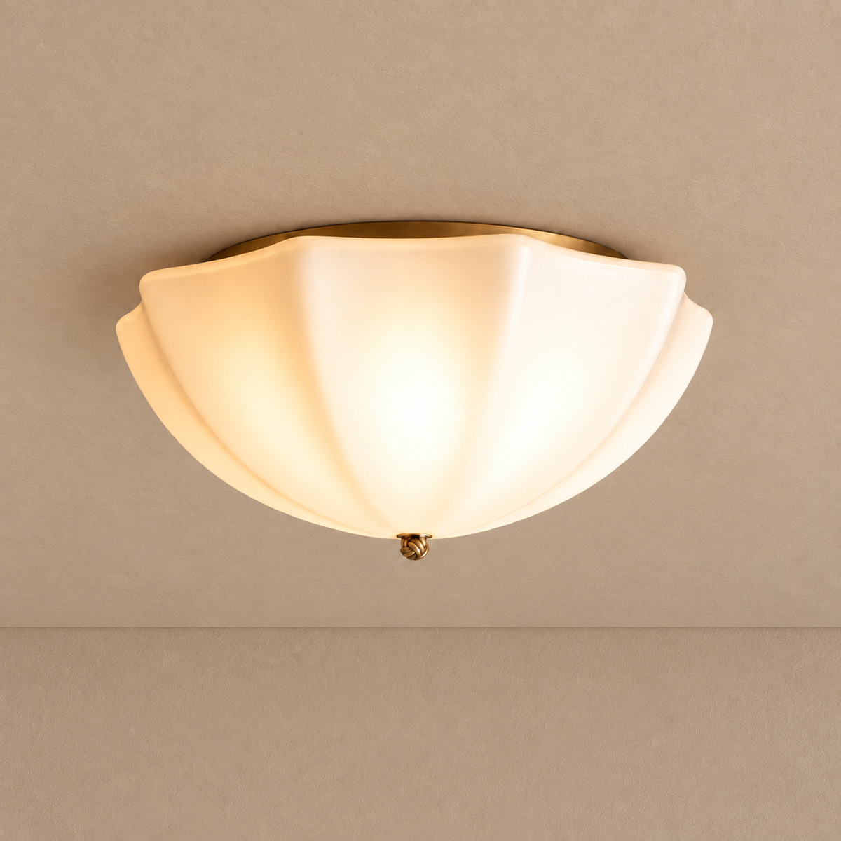 PETALO CREAM GLASS FLUSH MOUNT | ANTIQUE BRASS | CLPET152AB