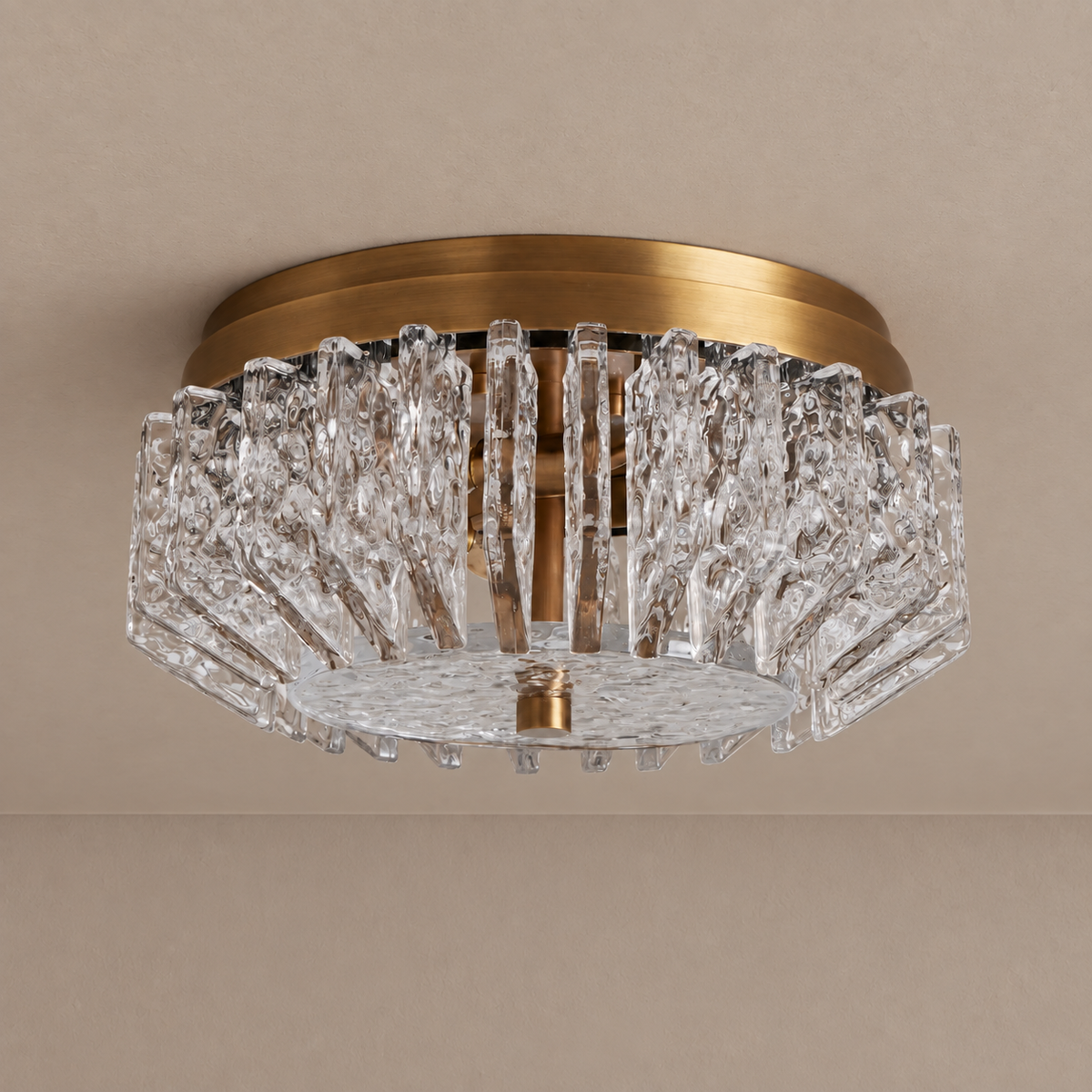 VETRO OTTONE FLUSH MOUNT | TEXTURED GLASS & BRASS | CLVO150BR