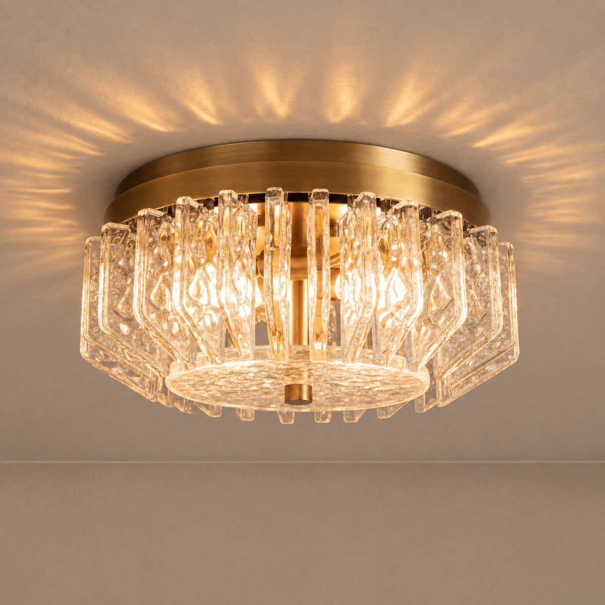 VETRO OTTONE FLUSH MOUNT | TEXTURED GLASS & BRASS | CLVO150BR