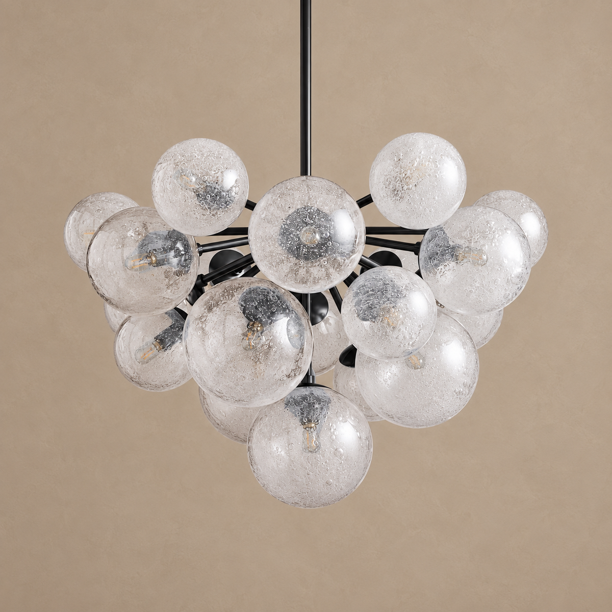 SILLAM SEEDED GLASS BUBBLE PENDANT CHANDELIER | BLACK | CLBUB069BK
