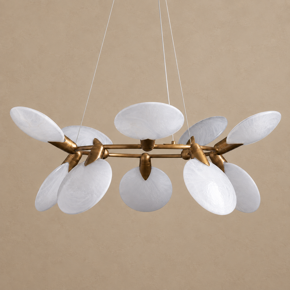 Glass Disc Chandelier | 10-Light Brass | CLDSC107BR