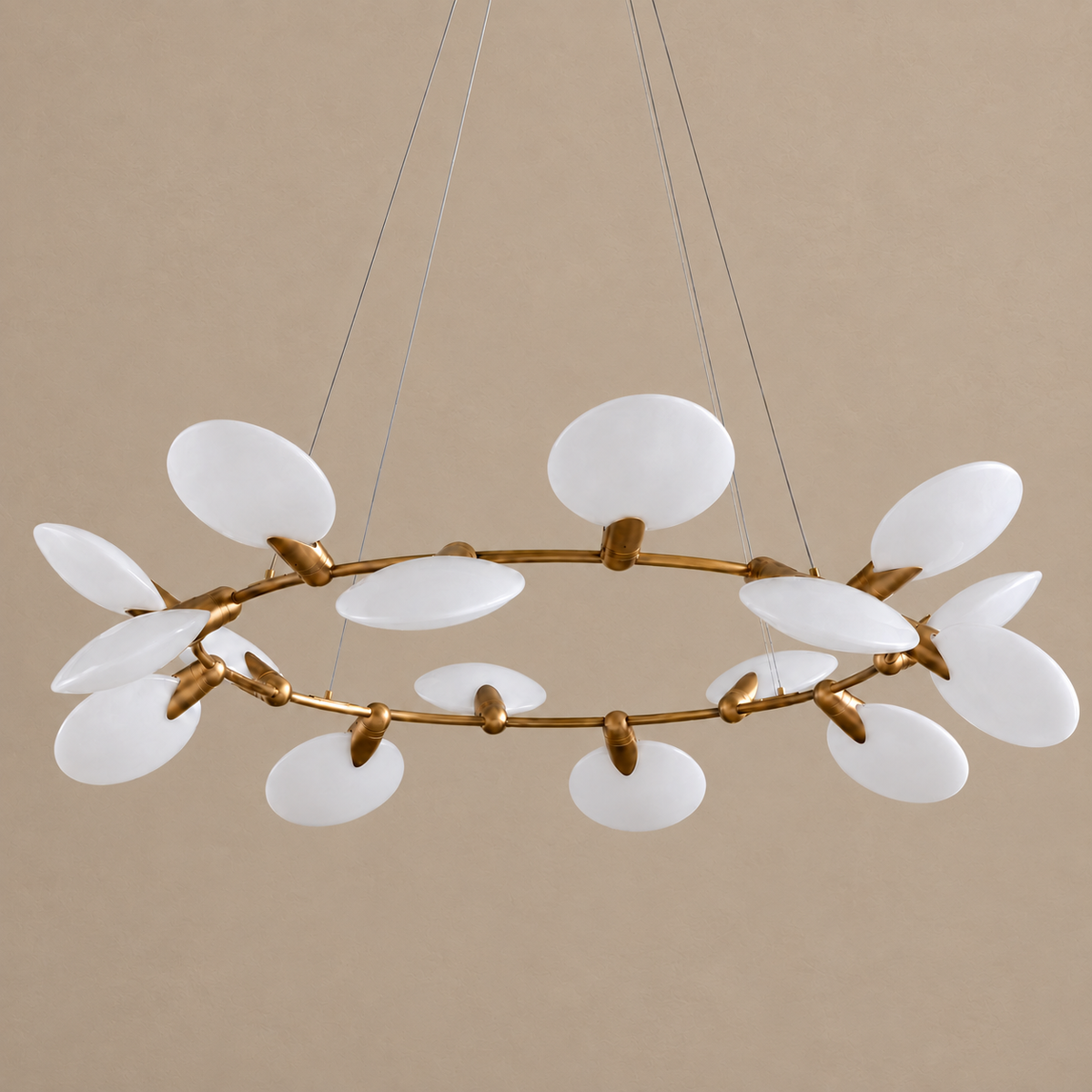 Glass Disc Chandelier | 16-Light Brass | CLDSC152BR