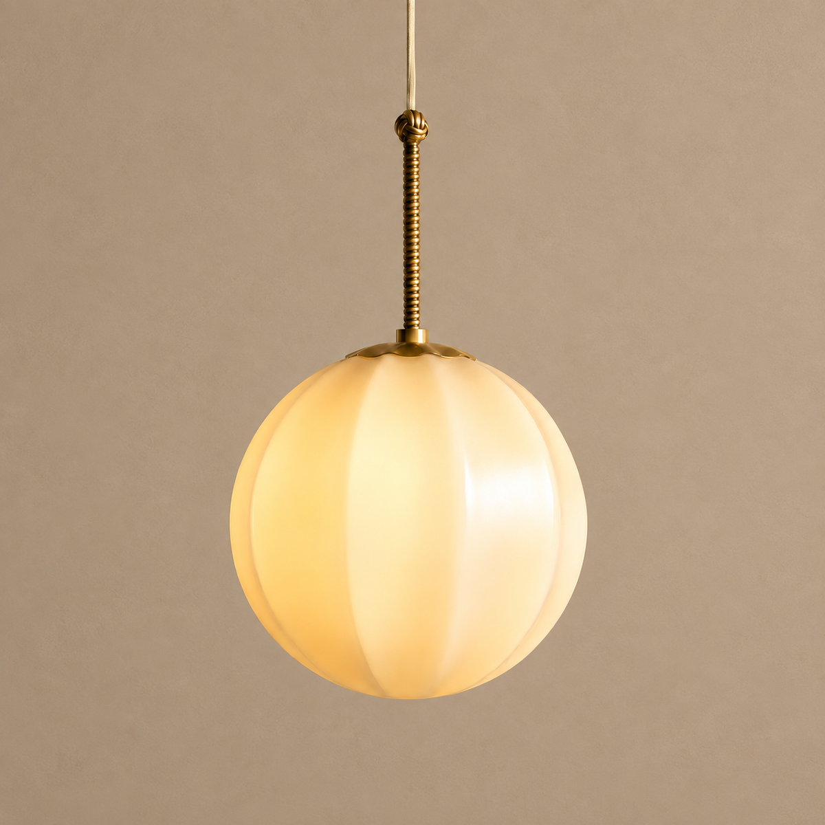 RIBBED CREAM GLASS PENDANT | BRASS | CLRIB030BR