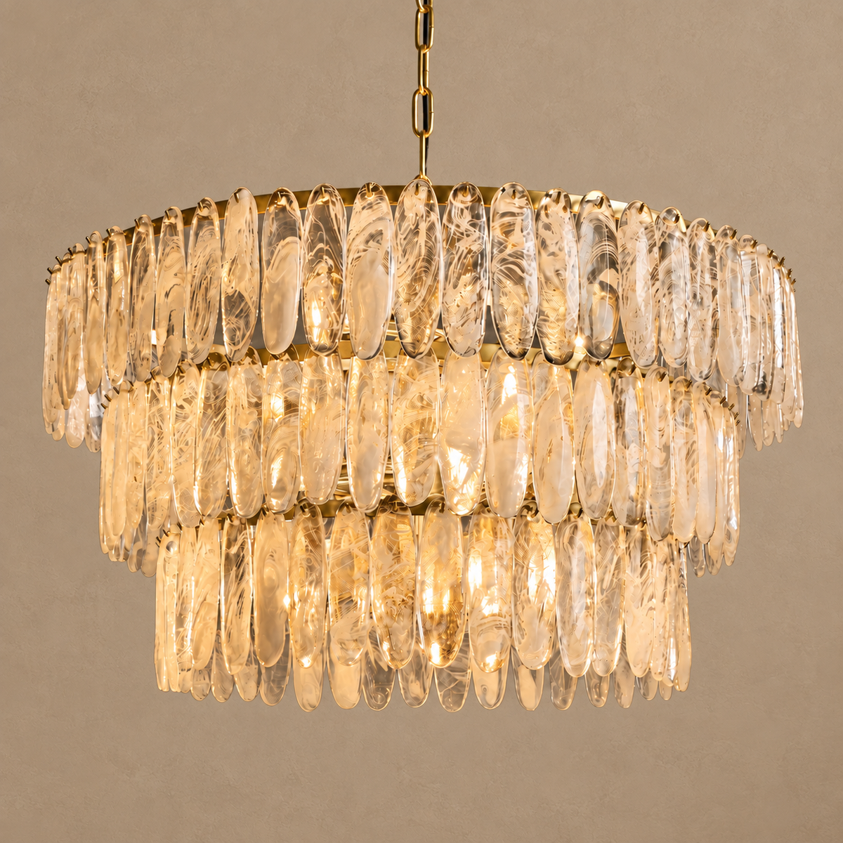 SWIRLED GLASS CHANDELIER | 3-TIER LARGE | CLSWL098BR