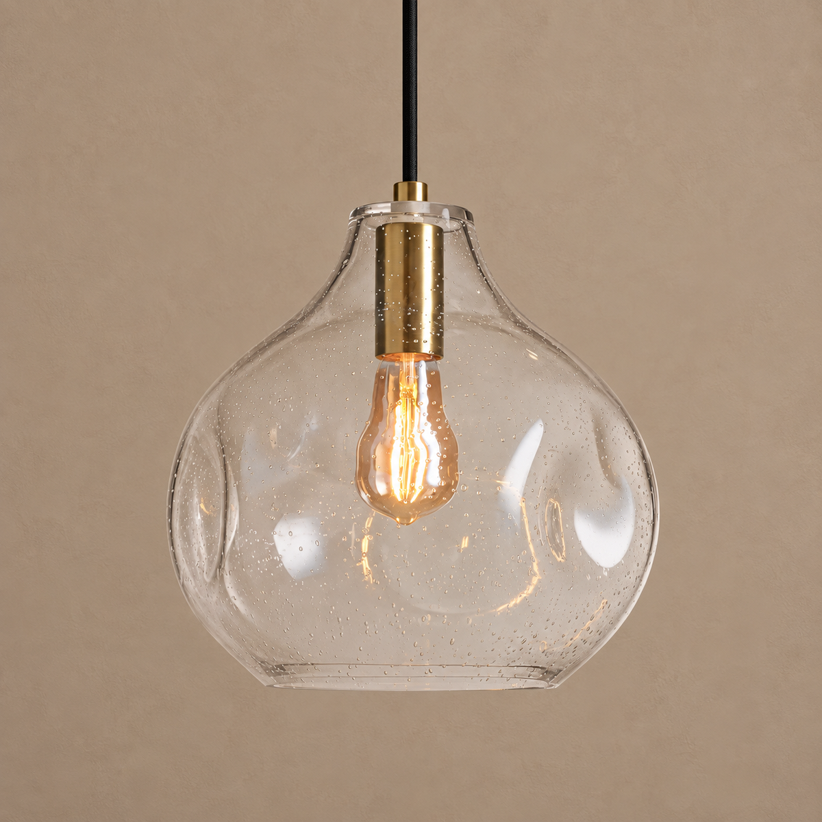 SEEDED GLASS PENDANT | SOLID BRASS | CLTDR030BR