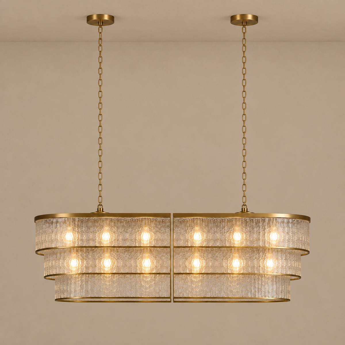 The Lucia Chandelier | Frosted Glass & Brass | CLND040