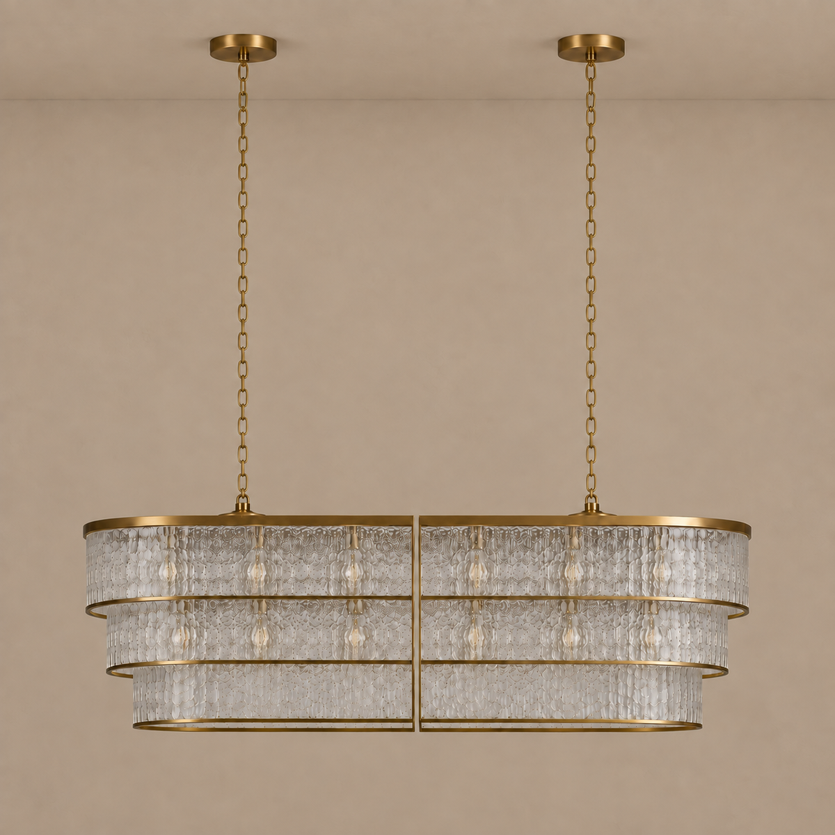 The Lucia Chandelier | Frosted Glass & Brass | CLND040