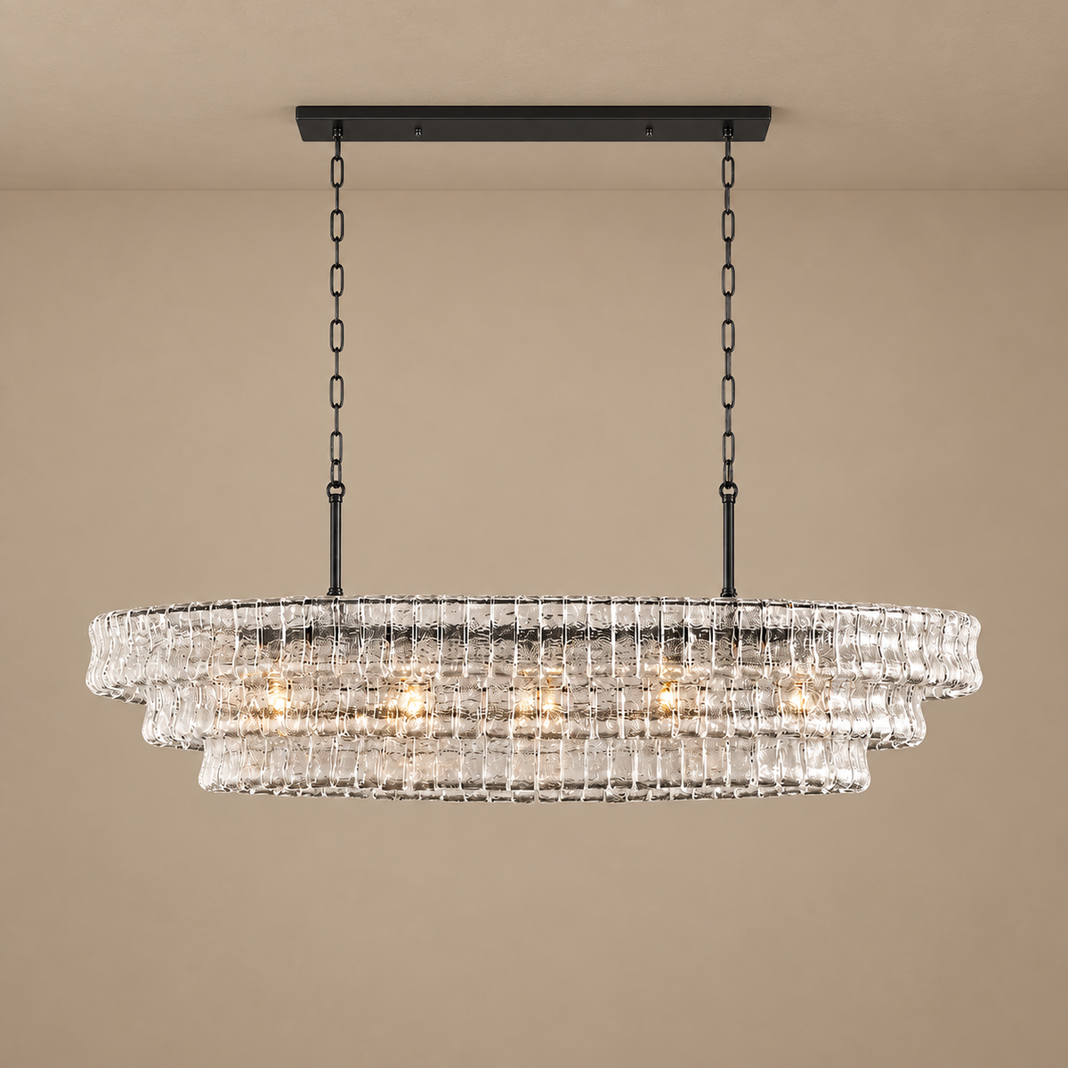 Bellatrix Long Chandelier | Clear Curved Glass | CLND021C