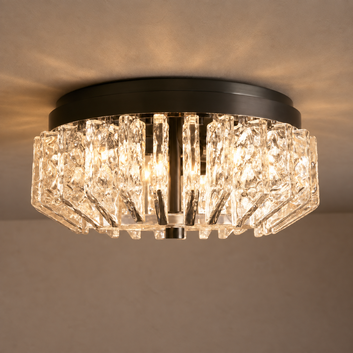Vetro Nero Flush Mount | Fluted Glass & Stainless Steel | CLVN150BK