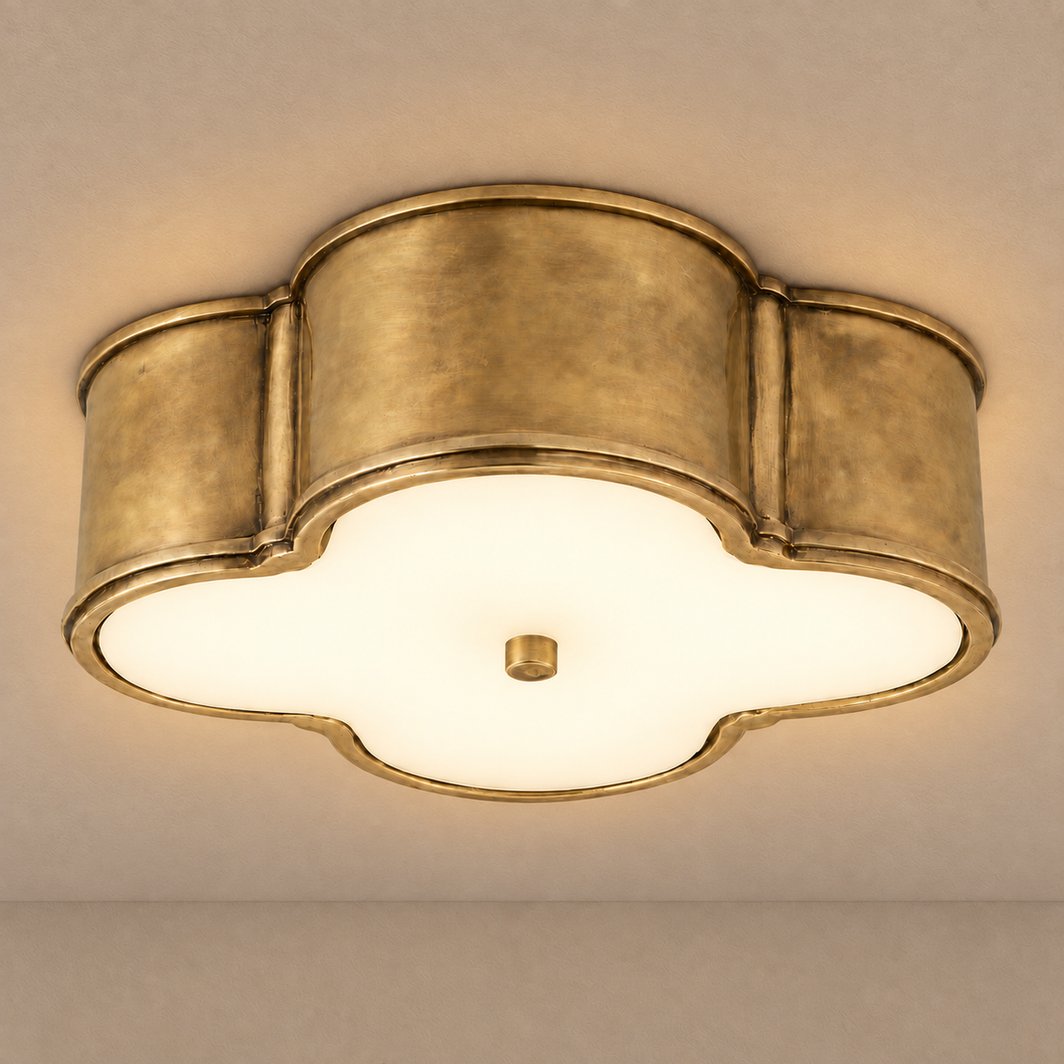 Quadrifoglio Brass Flush Mount | Opal Glass | CLQDF401NB