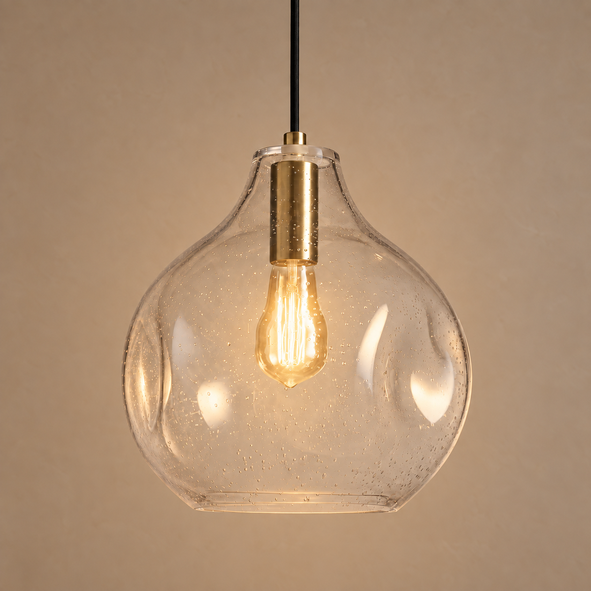 Seeded Glass Pendant | Solid Brass | CLTDR030BR