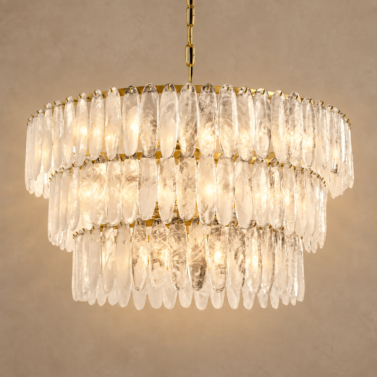 Swirled Glass Chandelier | 3-Tier Large | CLSWL098BR