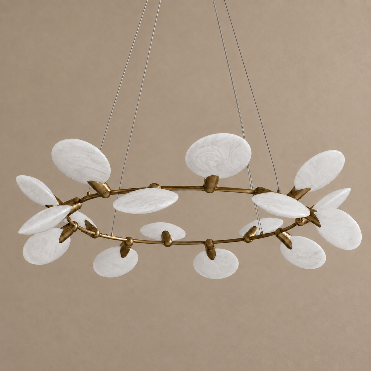 Glass Disc Chandelier | 16-Light Brass | CLDSC152BR