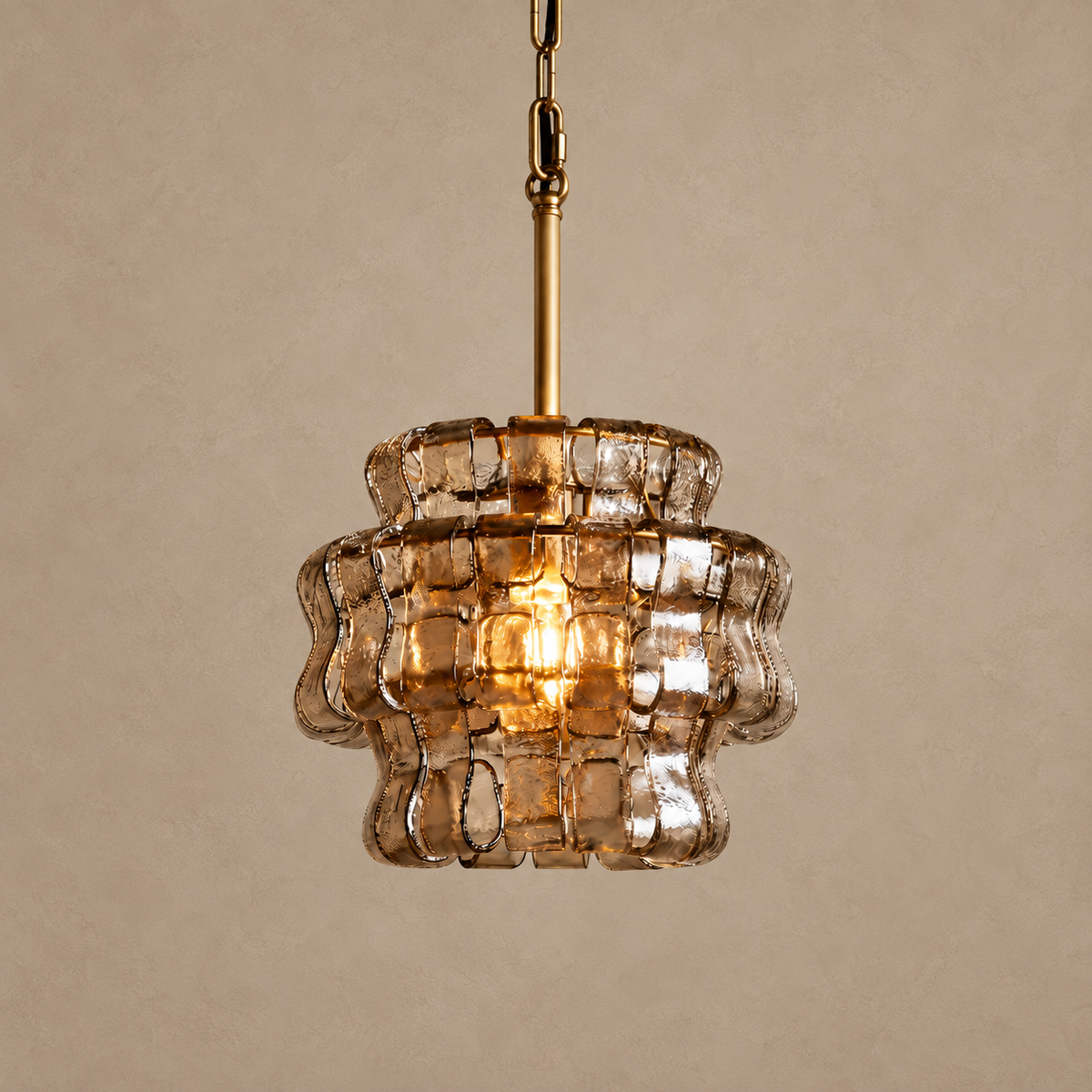 The Bellatrix Pendant | Clear Textured Glass & Brass | CLND023