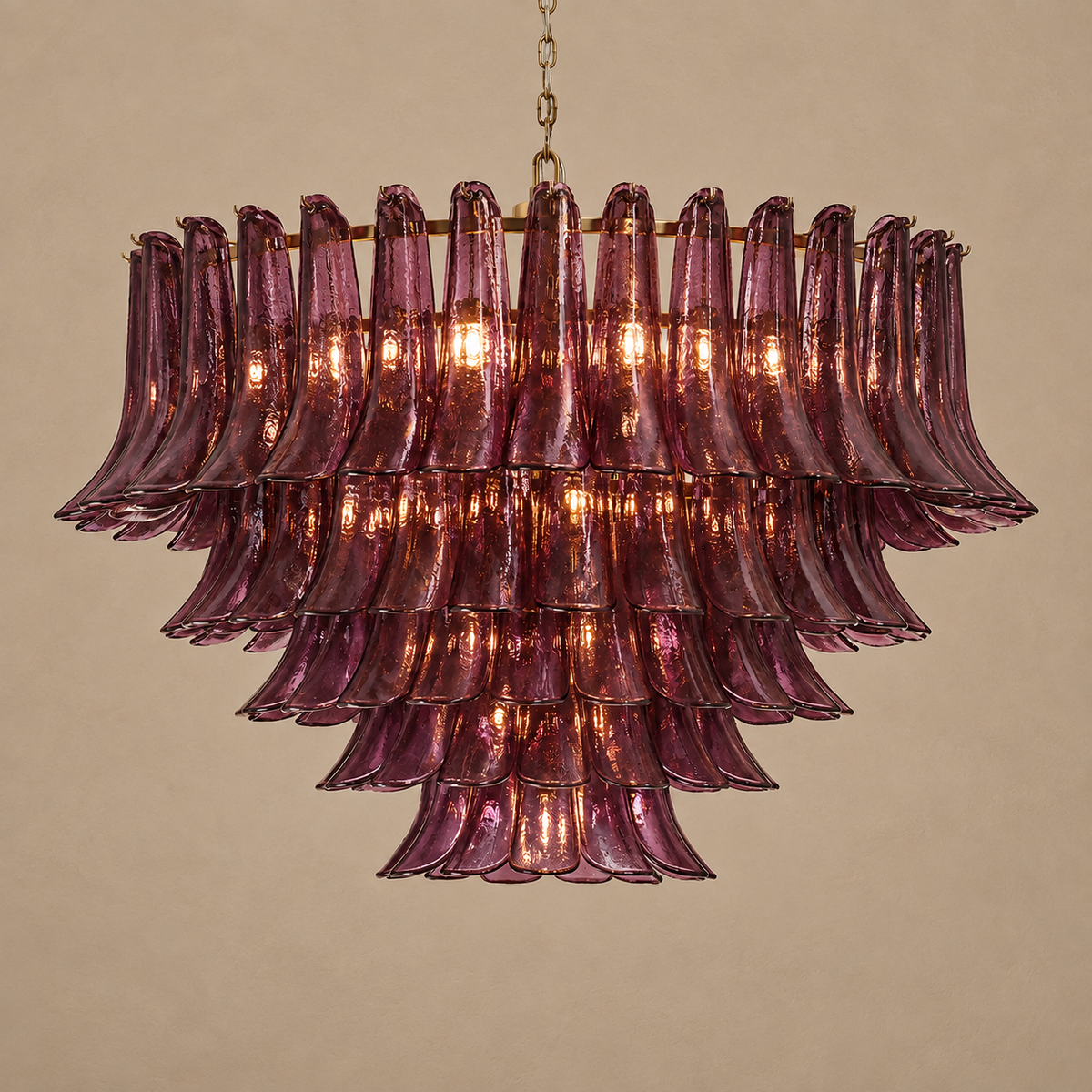 The Orbis Chandelier | Sculptural Burgundy Glass & Brass | CLND006