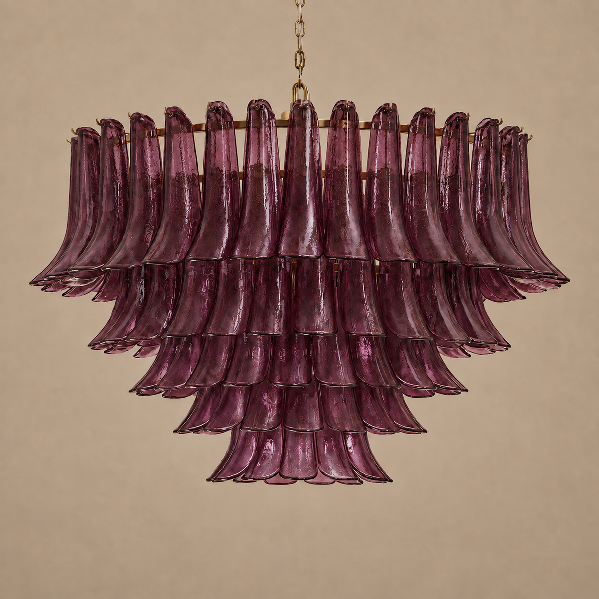 The Orbis Chandelier | Sculptural Burgundy Glass & Brass | CLND006