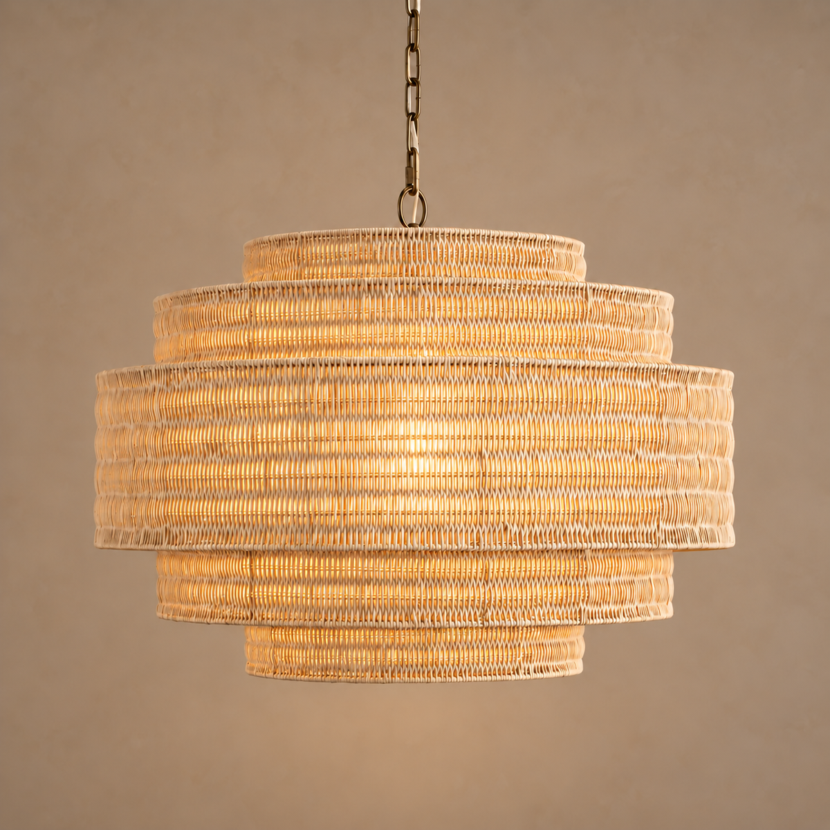 The Intreccio Tiered Rattan Chandelier | Beige | CLINT-BG
