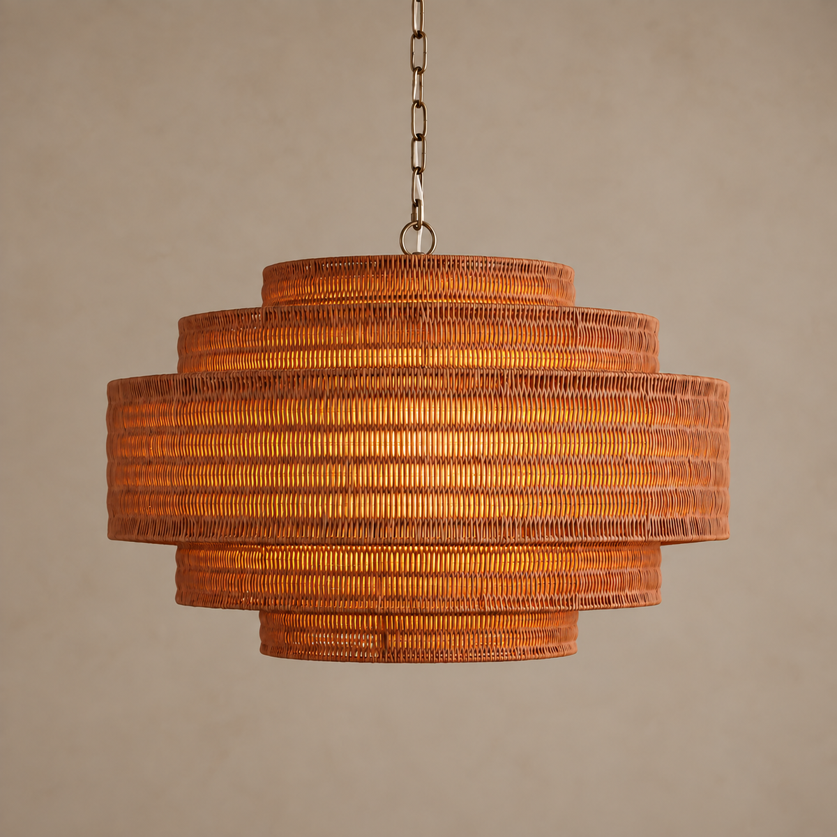 The Intreccio Tiered Rattan Chandelier | Cognac | CLINT-CG
