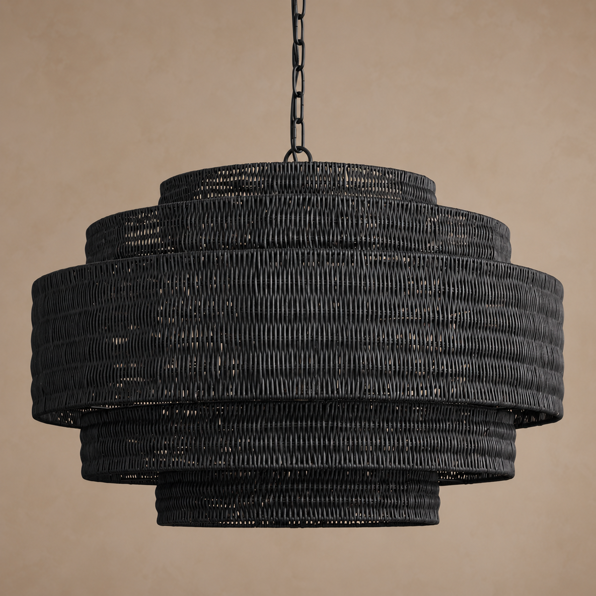 The Intreccio Tiered Rattan Chandelier | Black | CLINT-BK
