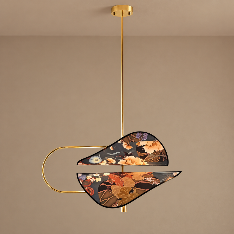 LAMPADA A SOSPENSIONE BLU MODERNA IN OTTONE