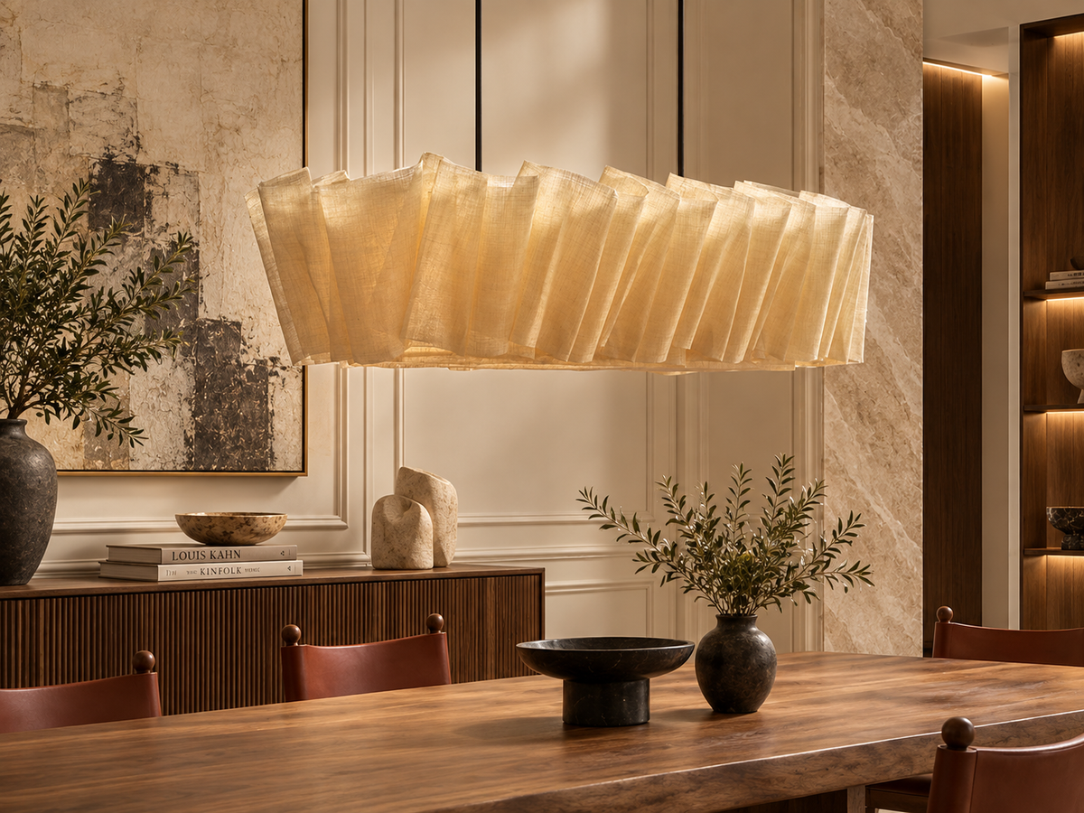 The Sora Linear Chandelier | Handwoven Abaca | CLND018