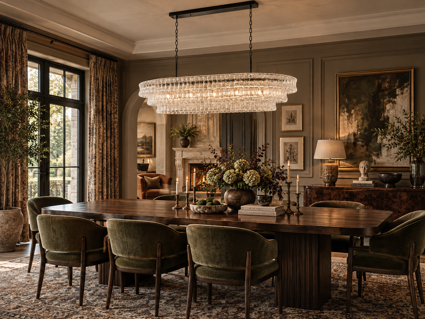 The Verdita Chandelier | Clear Curved Glass | CLND021C