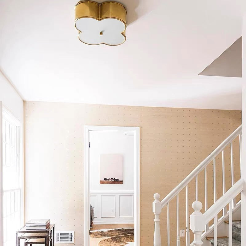 QUADRIFOGLIO BRASS FLUSH MOUNT | OPAL GLASS | CLQDF401NB