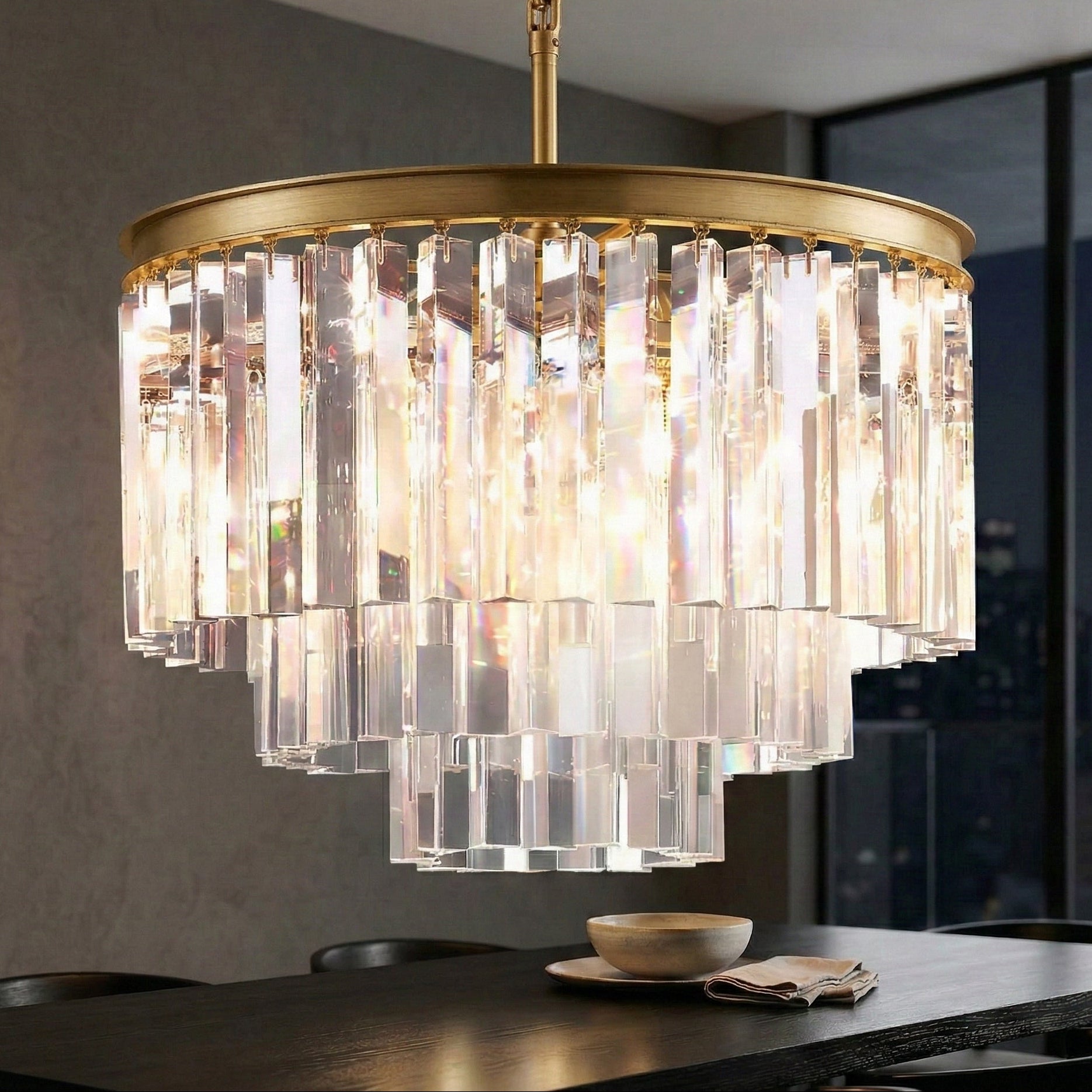 Многоярусная люстра из хрусталя ручной огранки | Clhuyl0250