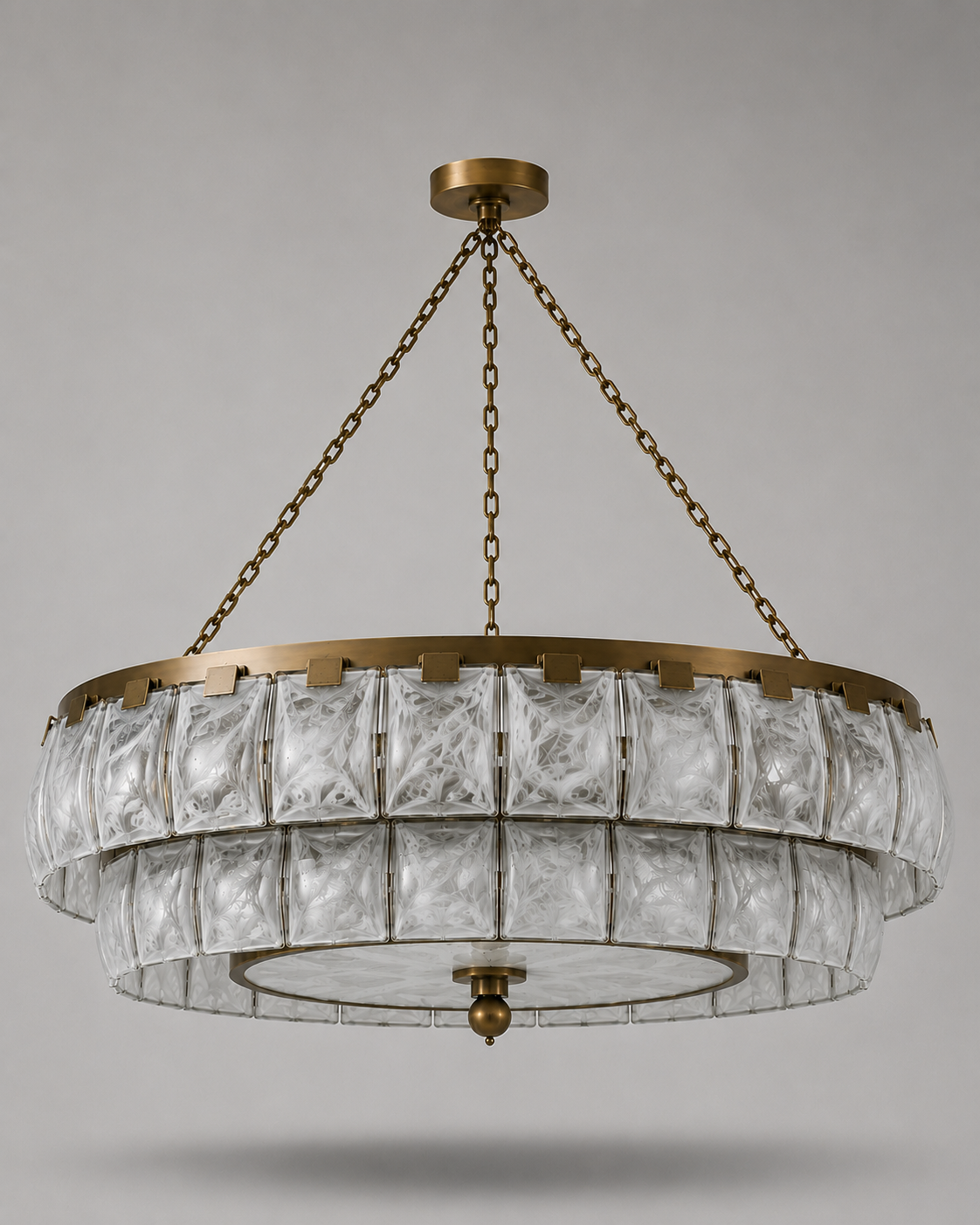 THE HALO CHANDELIER | SWIRLED WHITE GLASS s & ANTIQUE BRASS