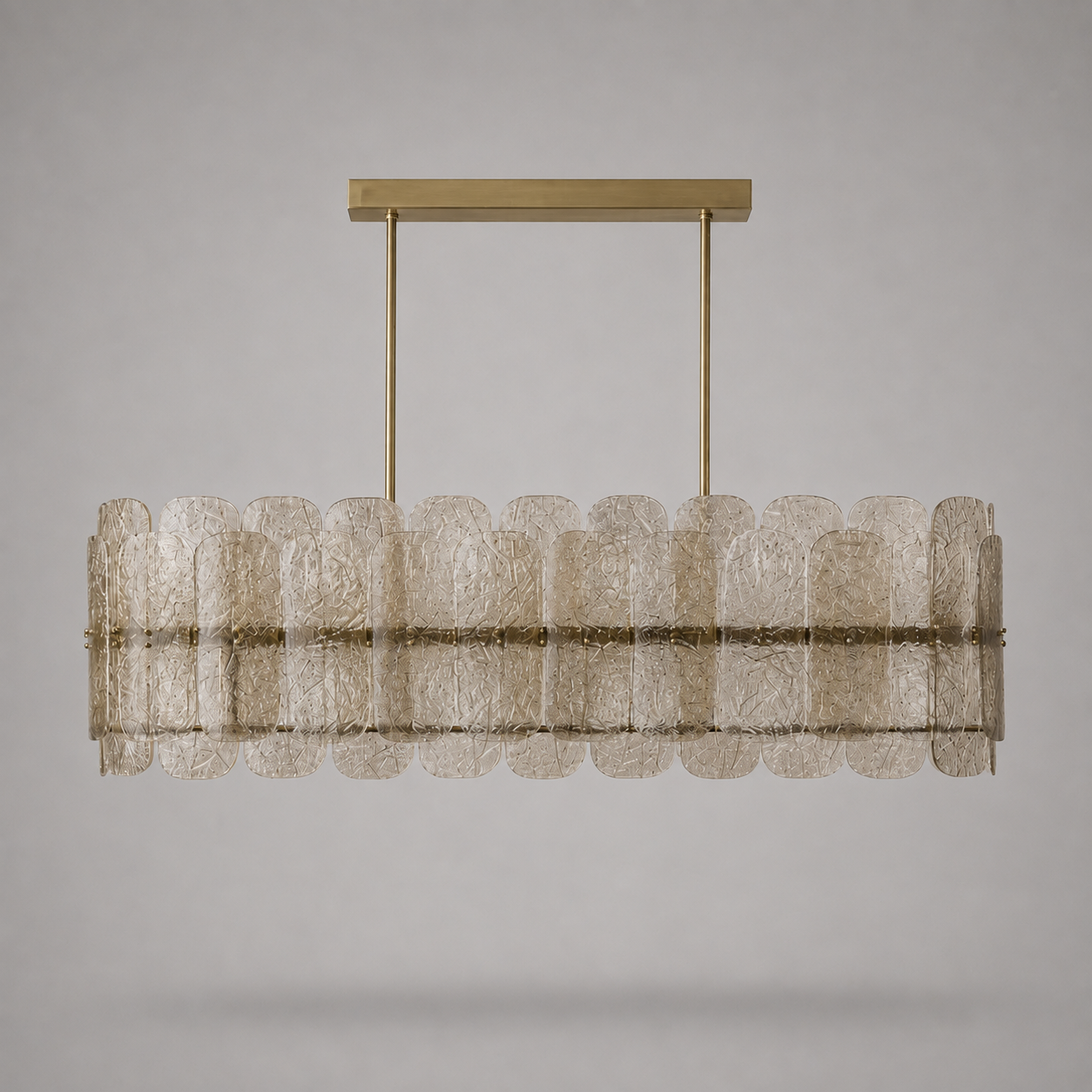 The Nocturne Linear Chandelier | Smoky Art Glass & Brass | CLND008L