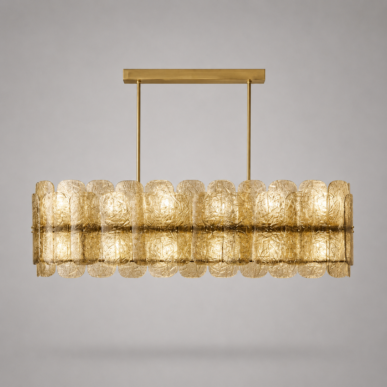 The Nocturne Linear Chandelier | Smoky Art Glass & Brass | CLND008L
