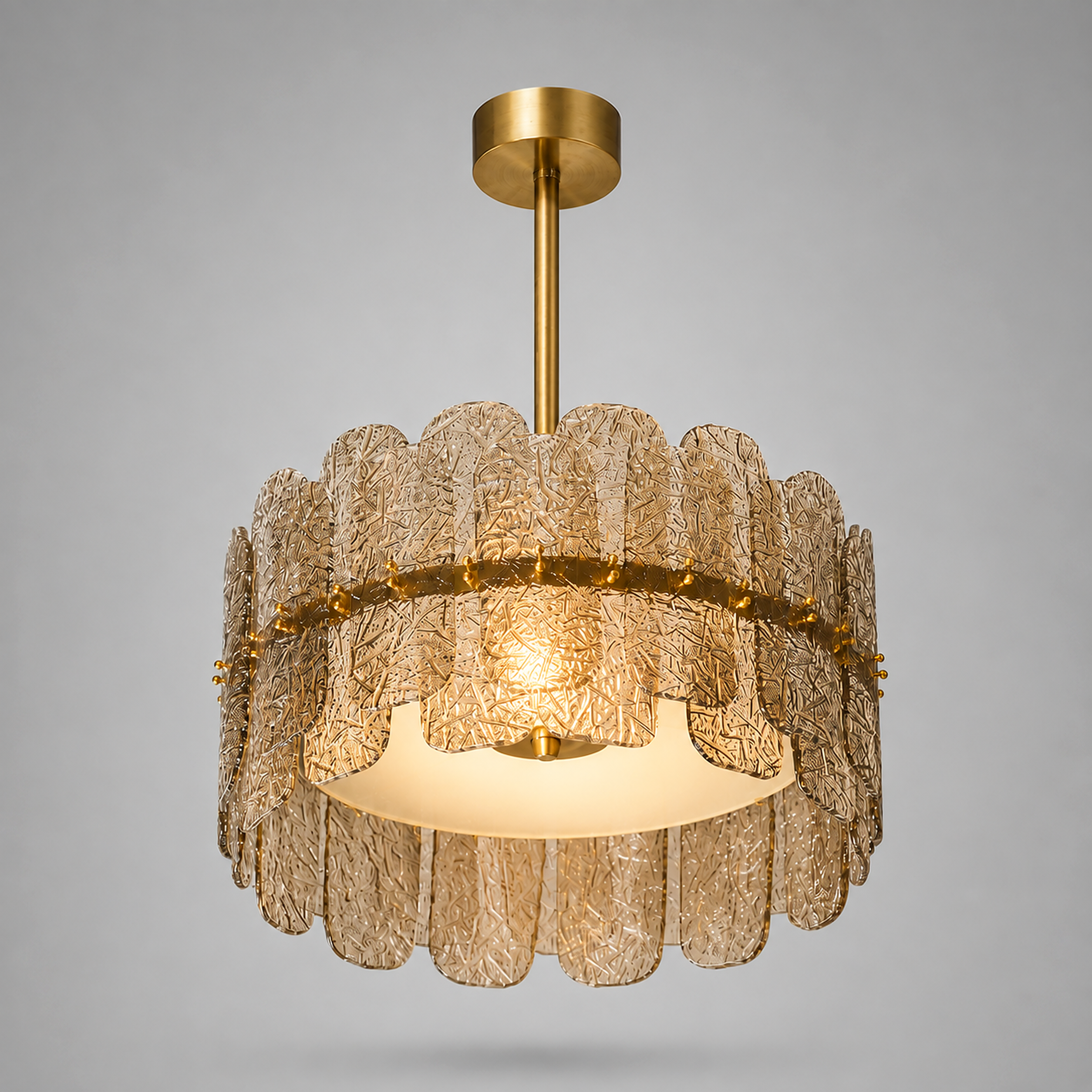 The Nocturne Chandelier | Smoky Art Glass & Brass | CLND007