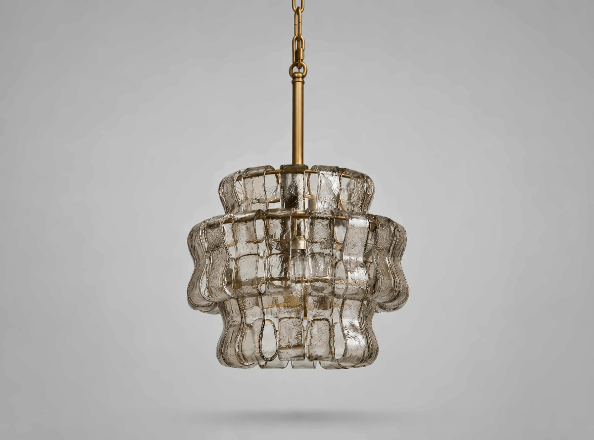 The Odette Pendant | Curved Art Glass & Brass | CLND023