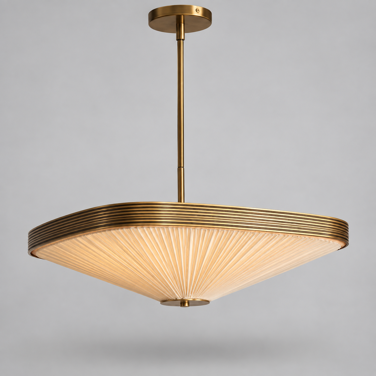PLEATED FABRIC & AGED BRASS CHANDELIER | CLFAB50