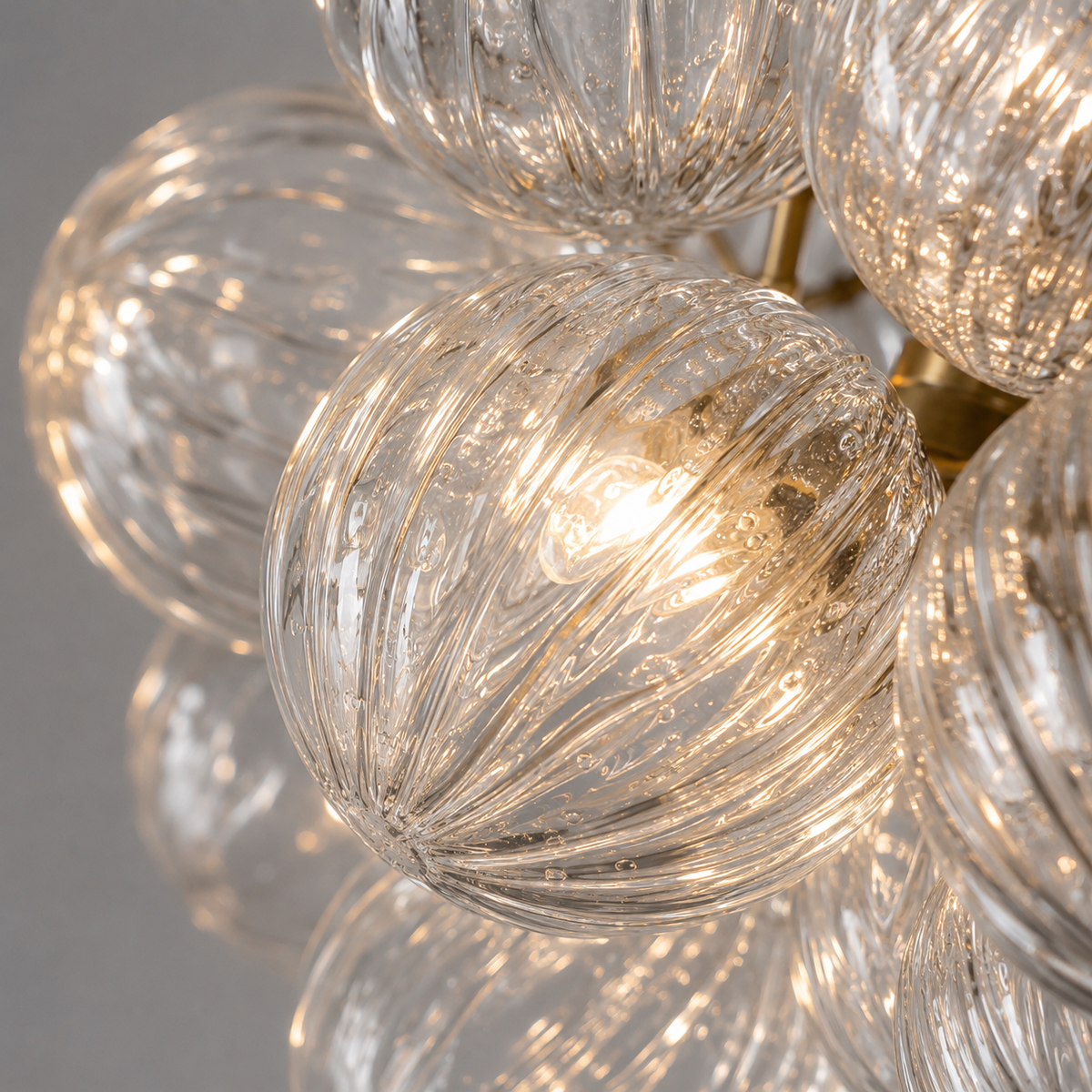 The Quinn Chandelier | Hand-Blown Clear Glass & Brass
