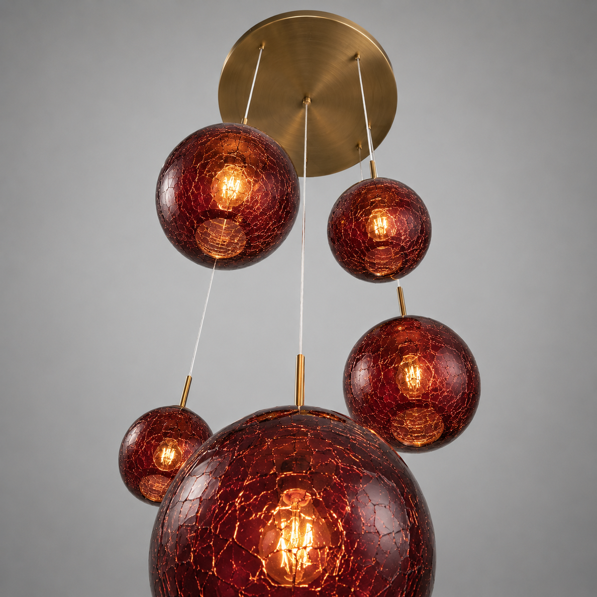 The Rubina Pendant | Burgundy Glass & Brass | CLND009