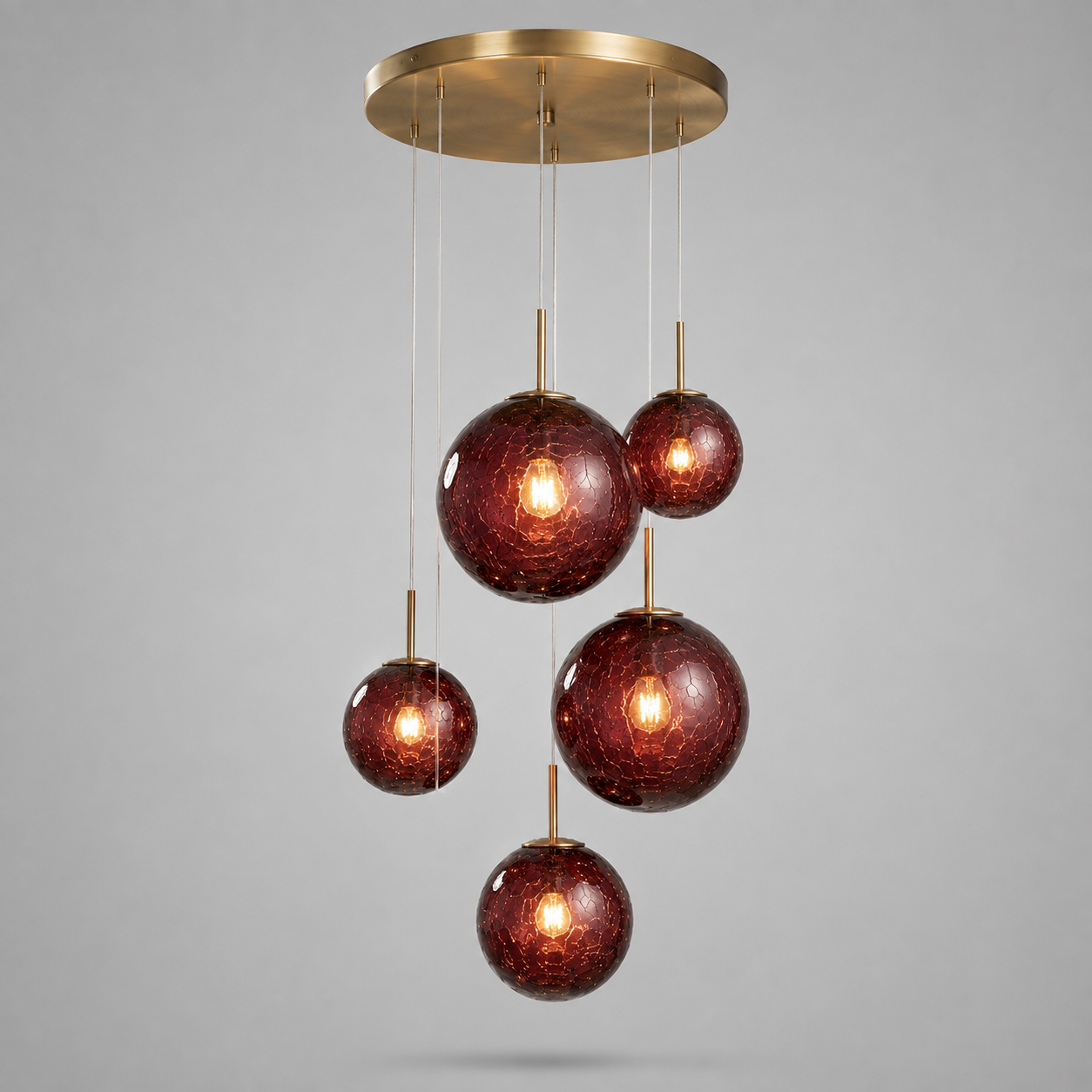 The Rubina Pendant | Burgundy Glass & Brass | CLND009