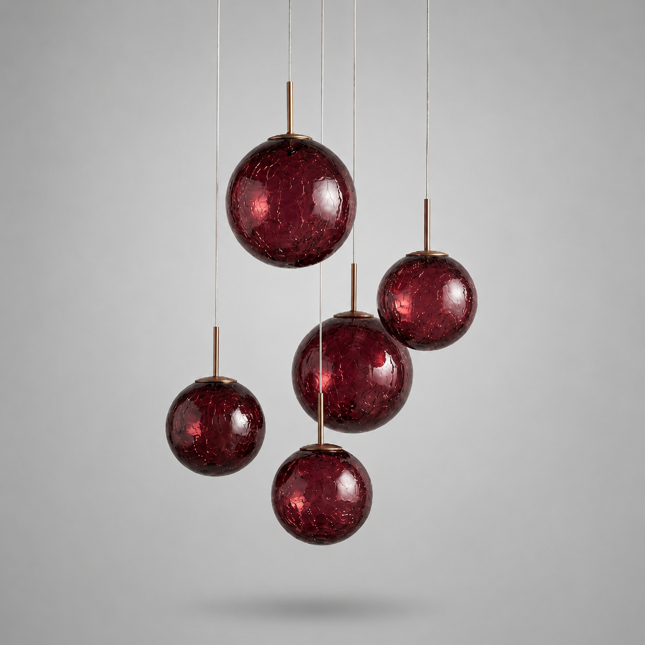The Rubina Pendant | Burgundy Glass & Brass | CLND009