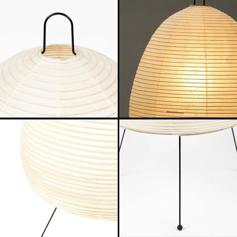 Noguchi Lamp | Akari Paper 1a | White Tripod Table Light for Japandi Minimalism Wabi Sabi Decor