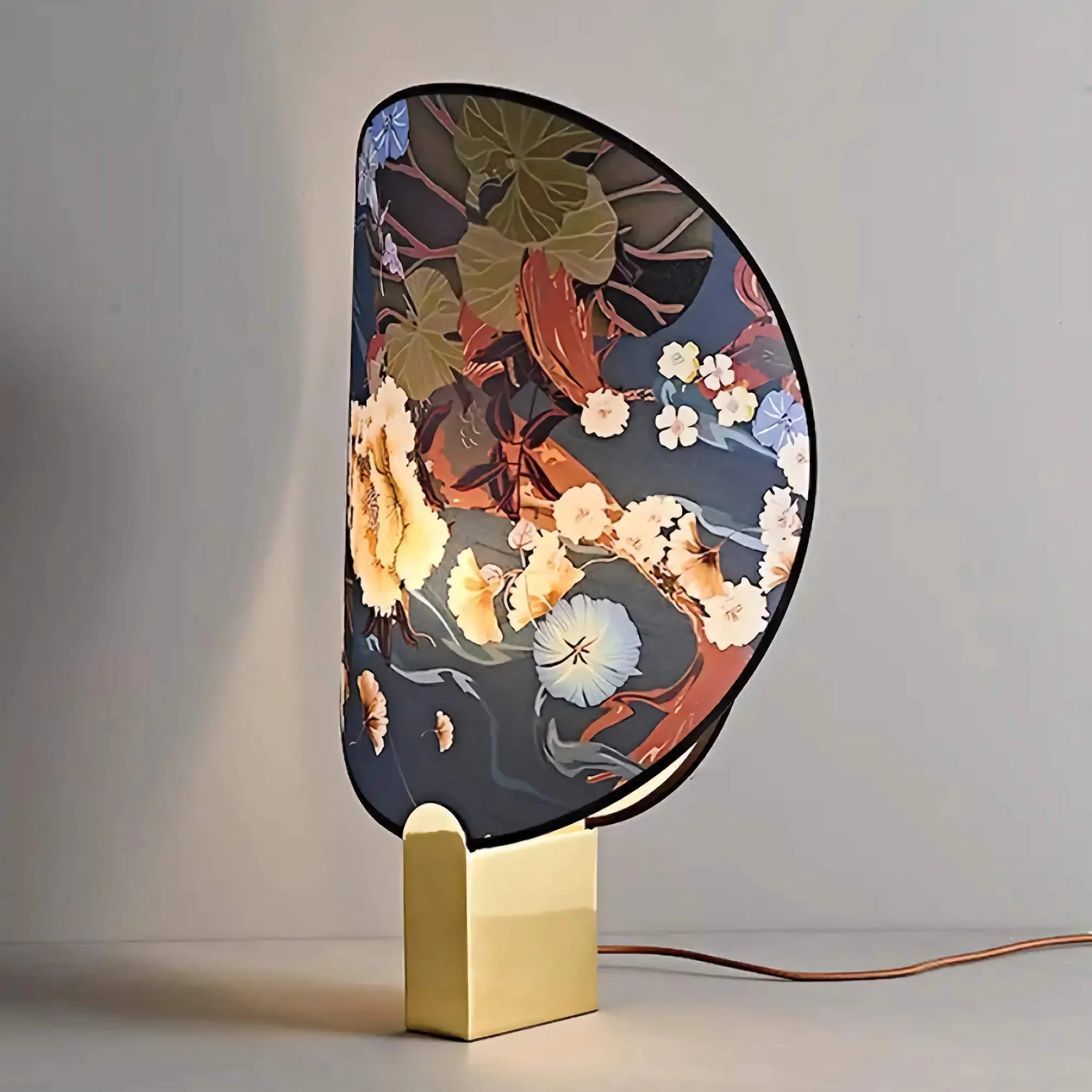 Artisanal Printed Glass Table Lamp – Modern Japanese Inspired Design Blue Akira