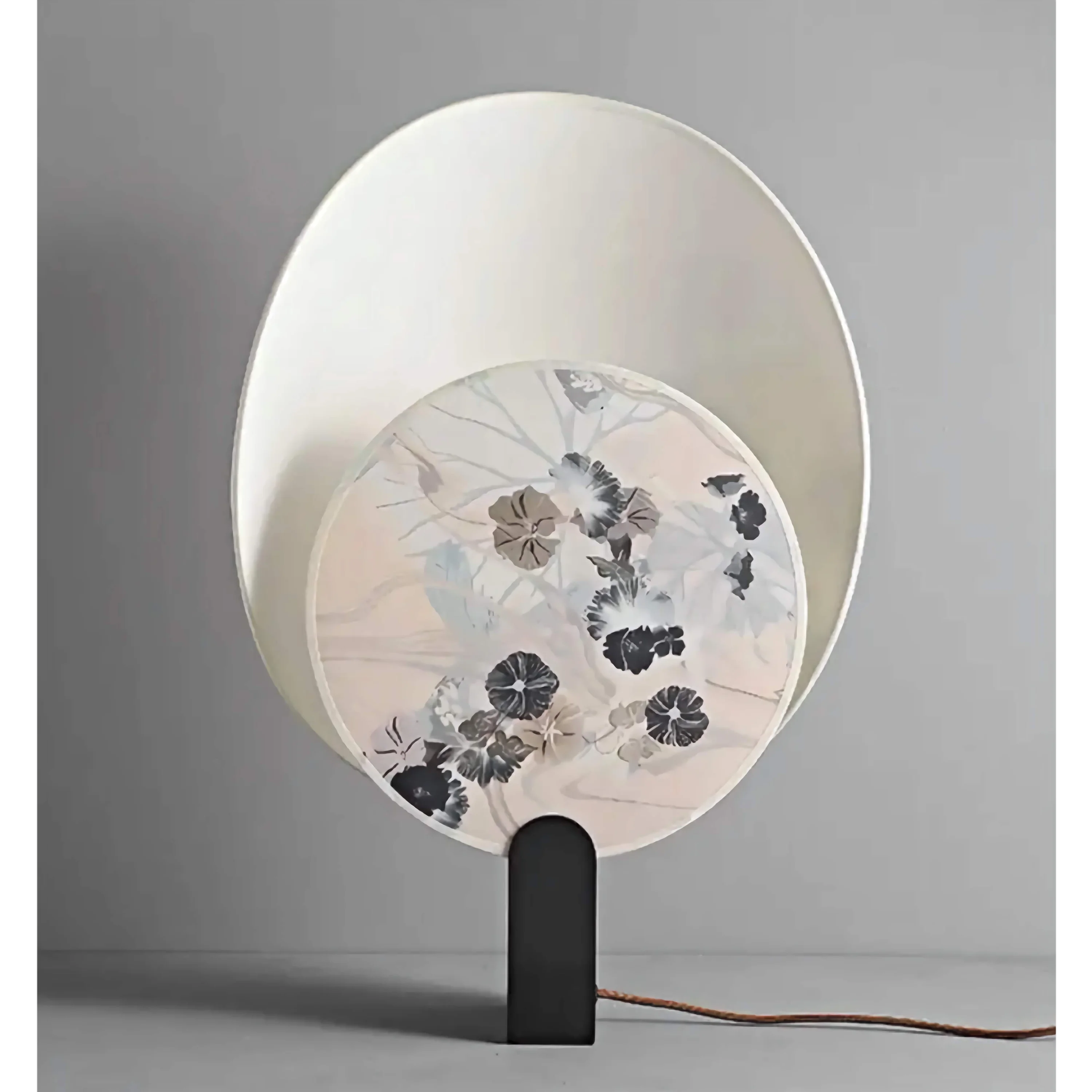 Artisanal Printed Glass Table Lamp – Modern Japanese Inspired Design White Akira